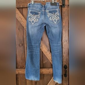 Affliction Men’s Blake Blue Embroidered Fluer Back Pocket Jeans 33x32 See Note